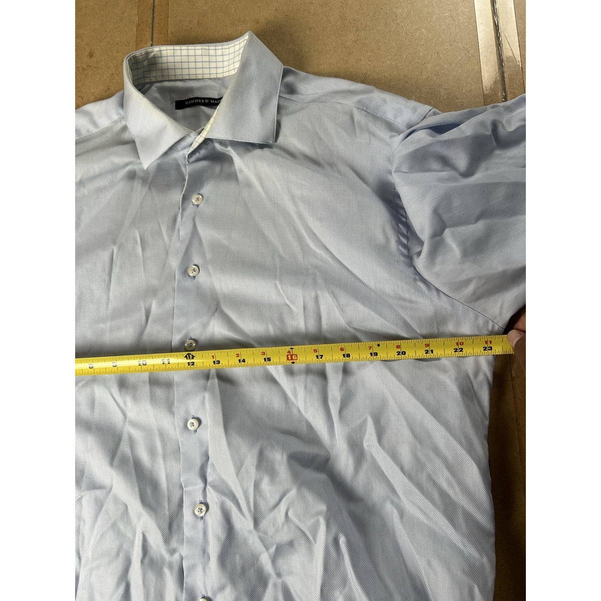 Hammer Made Shirt Mens EU 44 Blue Long Sleeve Button Up Collared Business