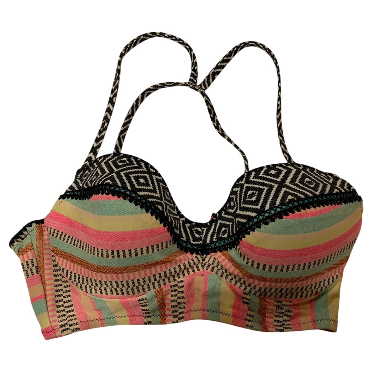 Shade & Shore Swim Bikini Top Size 38B Multicolored Striped Pattern - EUC