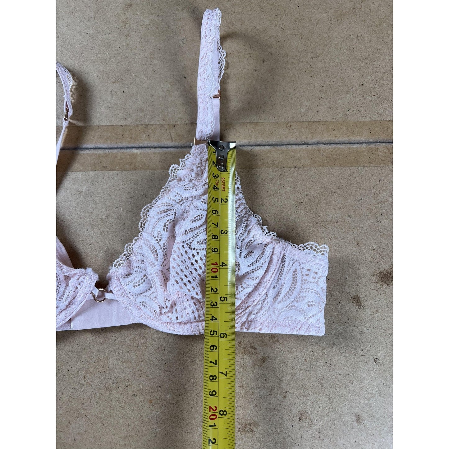 Aerie Bra Womens 34B Pink Bralette Unpadded Lace Sheer Adjustable Hook & Eye