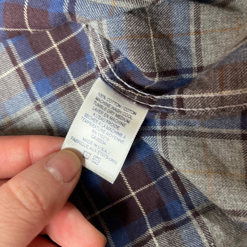 Steven Alan Blue Plaid Button-Up Flannel Men Size S