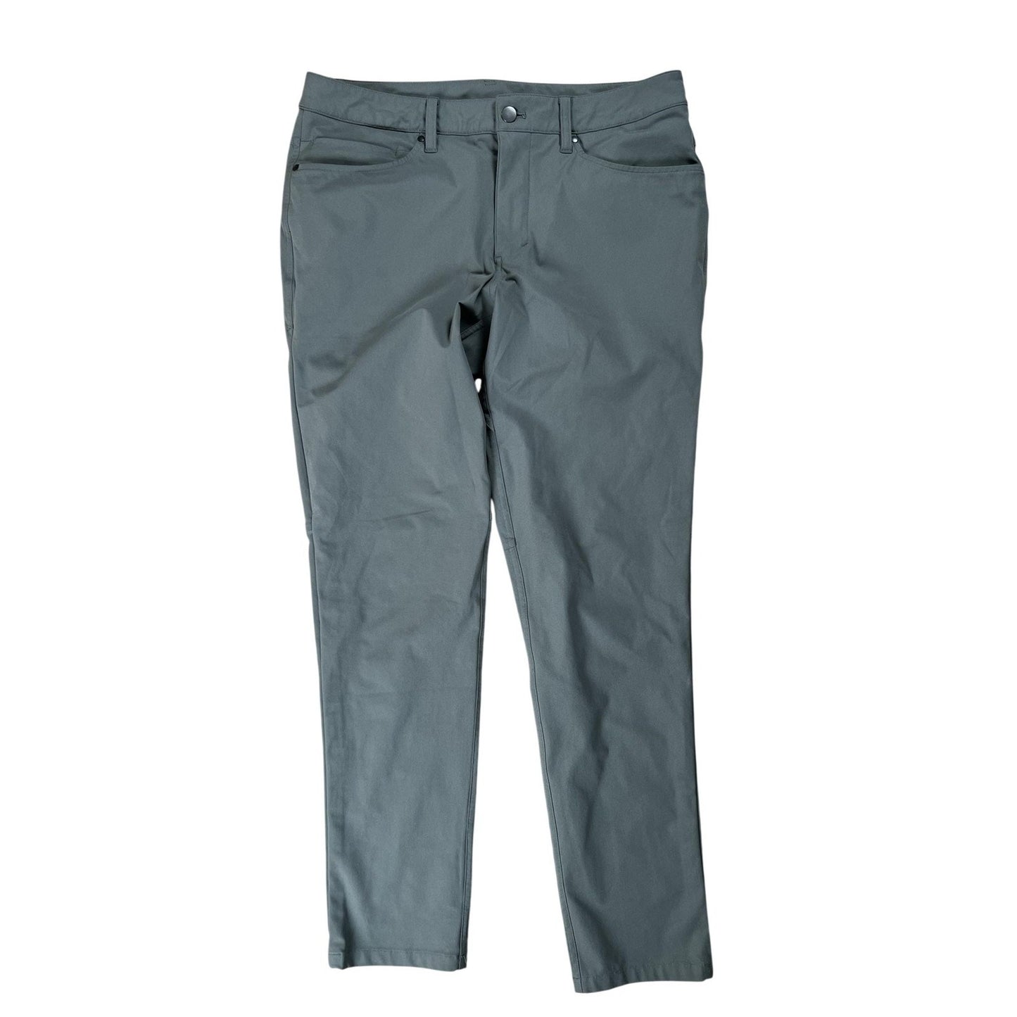 Lululemon Mens 30x32 Green Chino Slim Tapered Microfiber Stretch Comfort Pockets