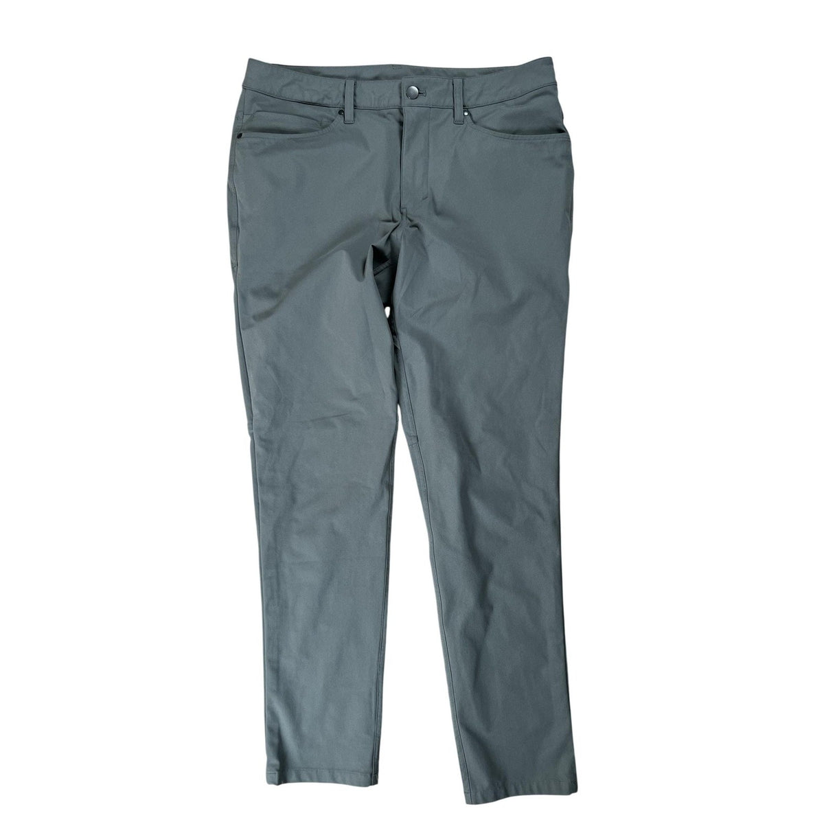 Lululemon Mens 30x32 Green Chino Slim Tapered Microfiber Stretch Comfort Pockets
