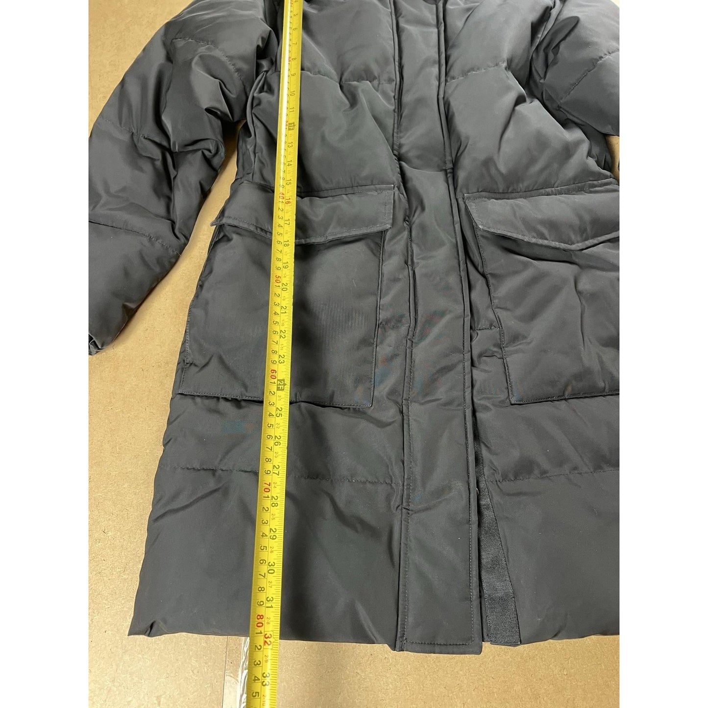 Everlane Jacket Womens XS Black ReNew Long Puffer Hooded Insulated Pockets