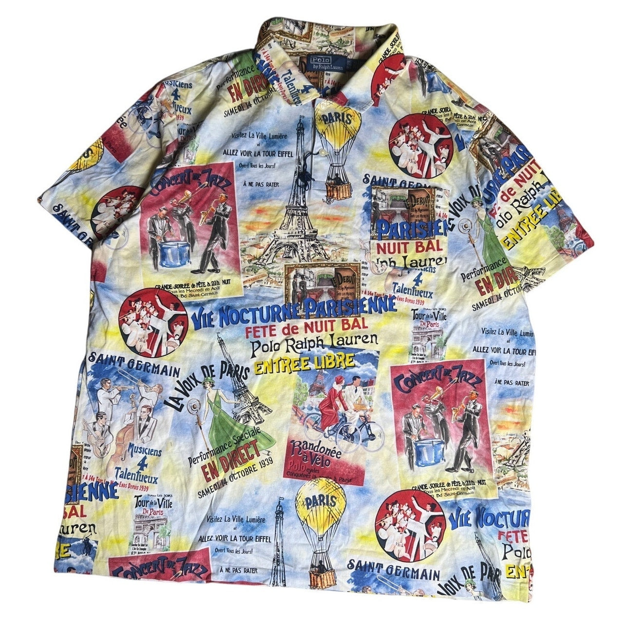 Polo Ralph Lauren Men Printed City Of Lights Eiffel Paris Poster Polo Shirts 2XL