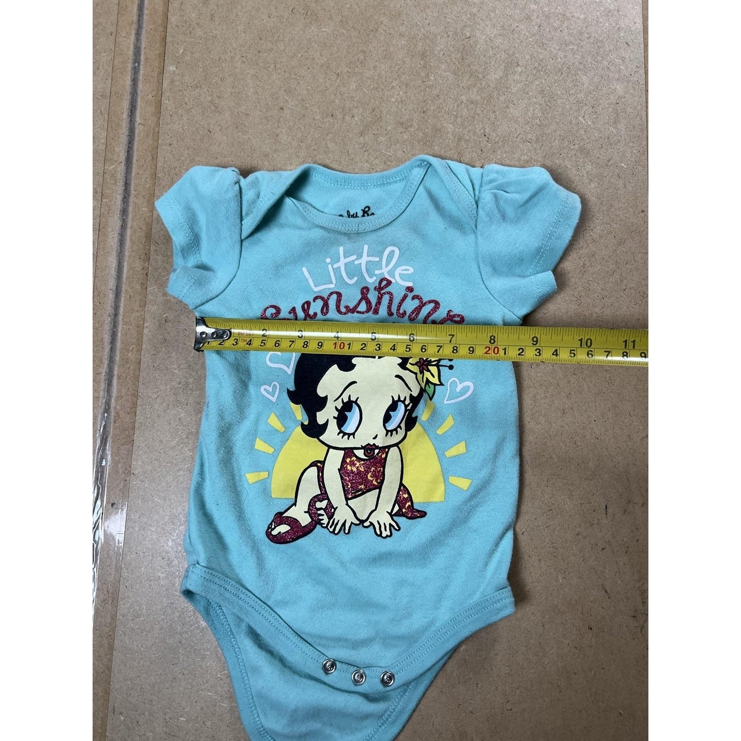 Baby Boop Romper Girls 6-9M Blue Little Sunshine Betty Boop Graphic One-piece