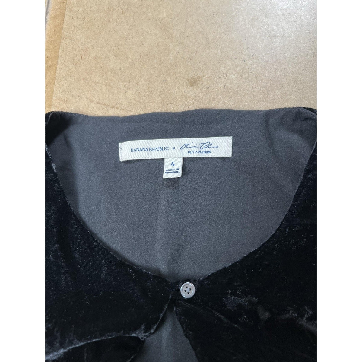 Banana Republic Dress Womens 4 Black Velvet Tiered Ruffle Scoop Neck Long Sleeve