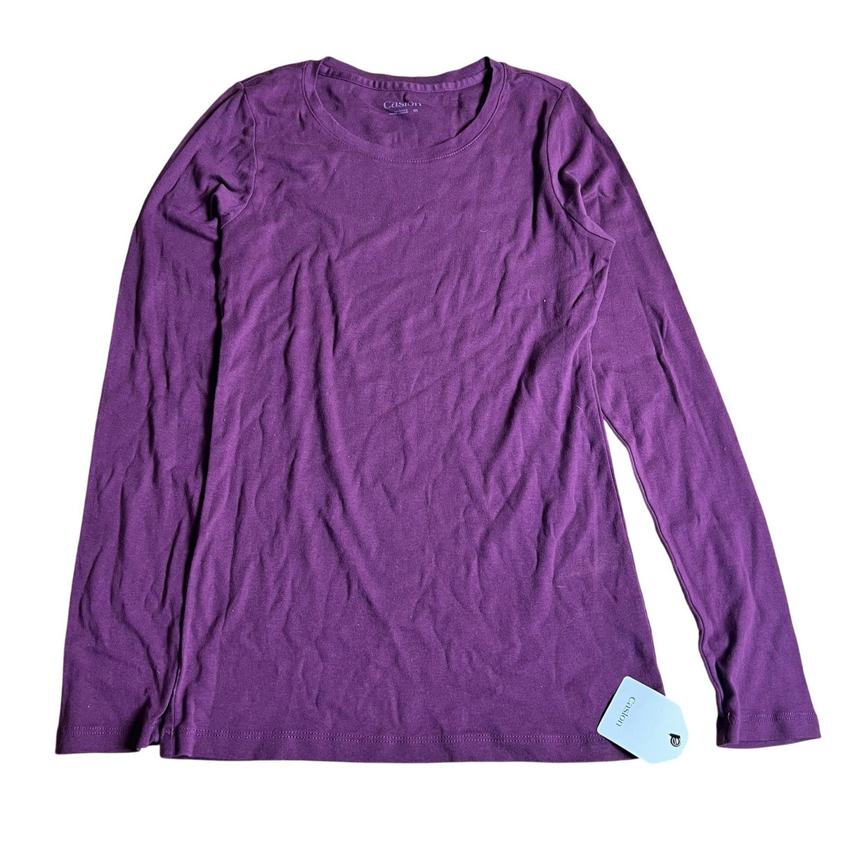 Caslon T-Shirt Womens M Purple Basic Crew Neck Long Sleeve Jersey Tagless