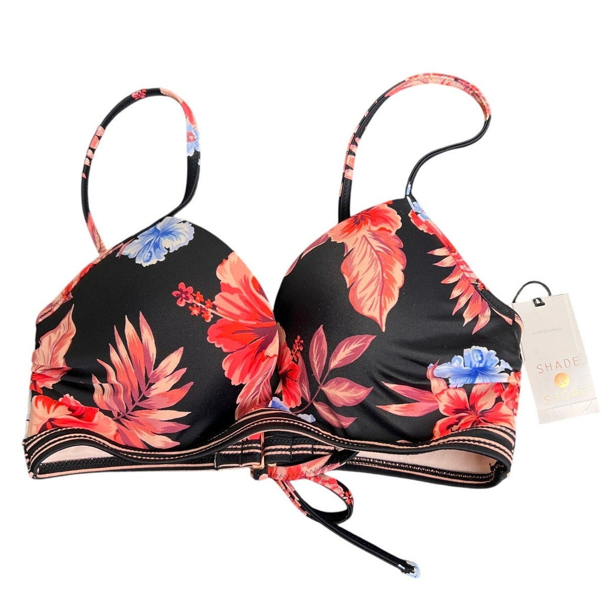 NWT Shade and Shore Floral Print Bikini Top 32D