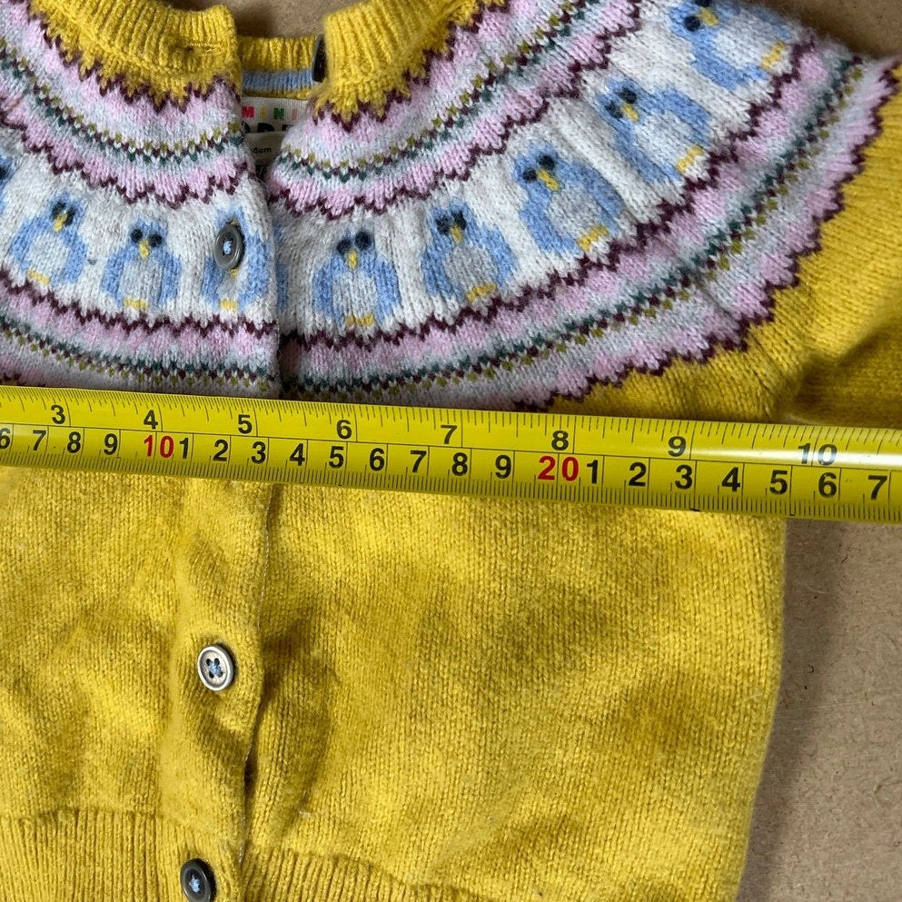 Mini Boden 12-18M Girl Yellow Knit Button-Up