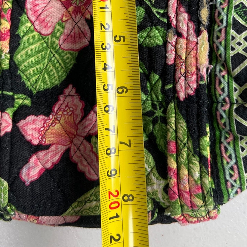 Vera Bradley Purse Quilted Black/Green 2 handles Floral Print