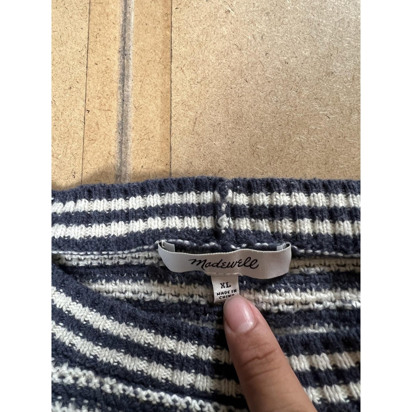 Madewell Sweater Womens XL Blue Striped Open-Knit Lightweight Pullover Casual