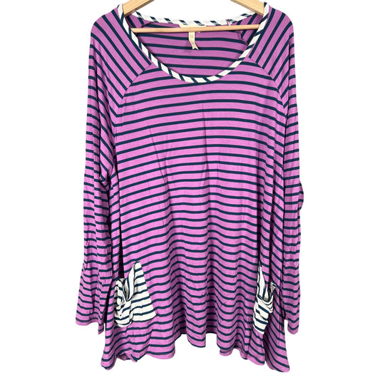 Matilda jane 2XL Modal Purple Striped Swing Top Tunic Womens No Limitations