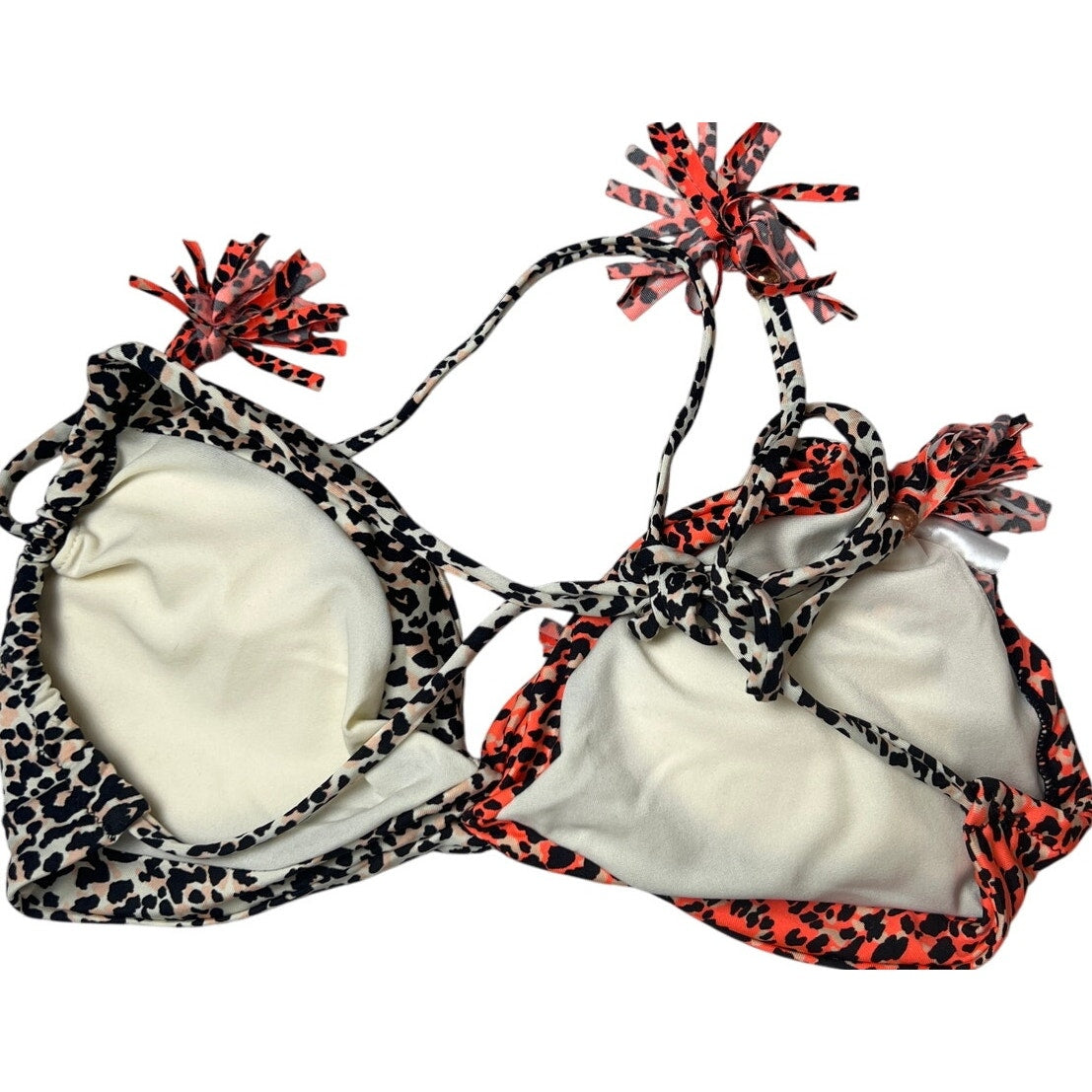 H&M Cheetah Print Orange & White Bikini Top US Size 10