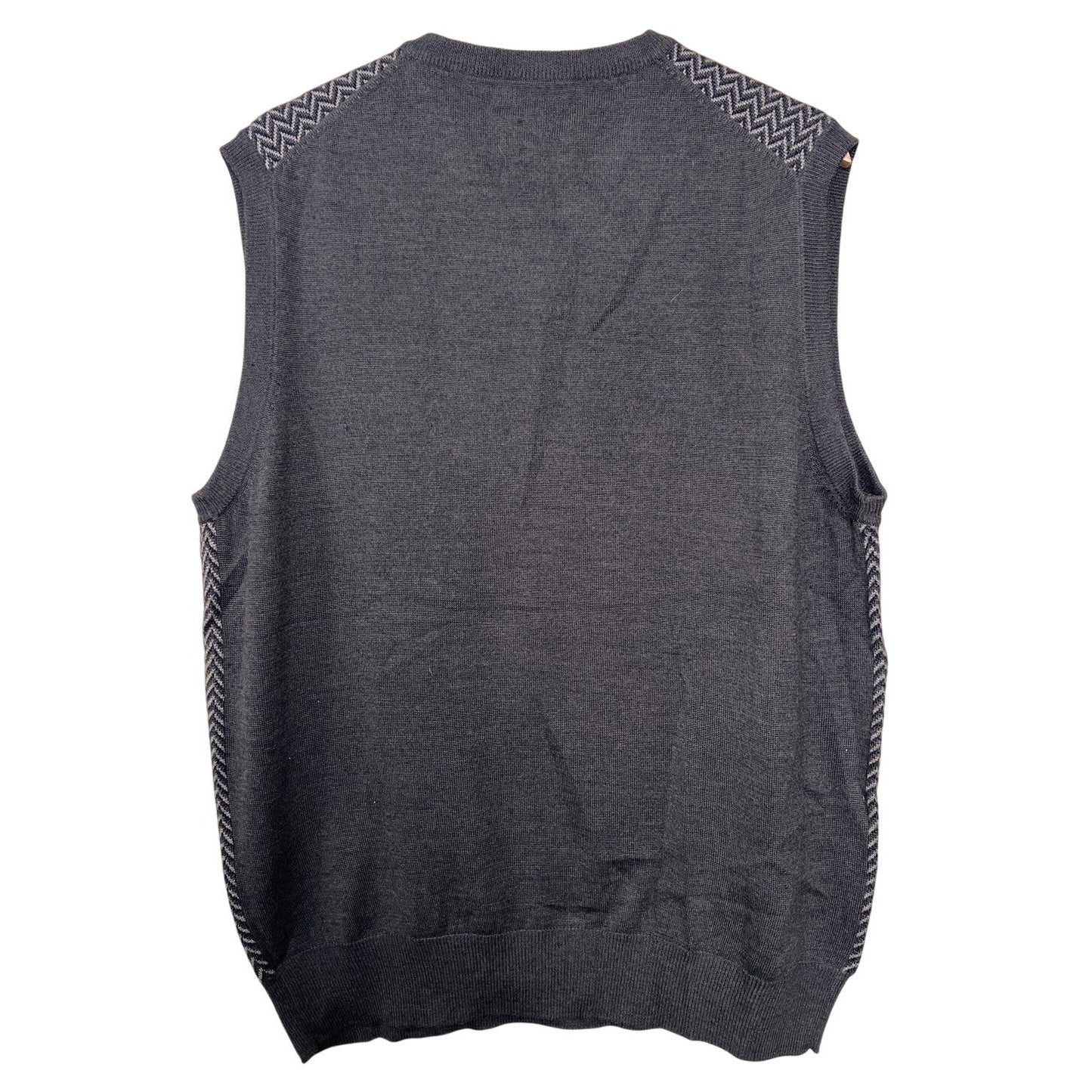 Toscano Wool Large V-neck Black & Gray Sweater Vest