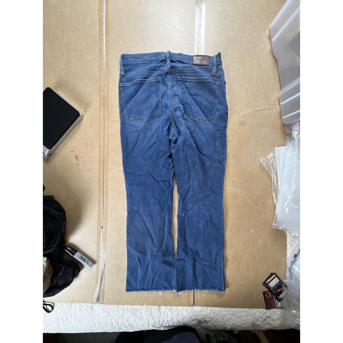 Madewell Jeans Womens 30 Blue Medium Wash Cali Demi-Boot Raw Hem Button Fly