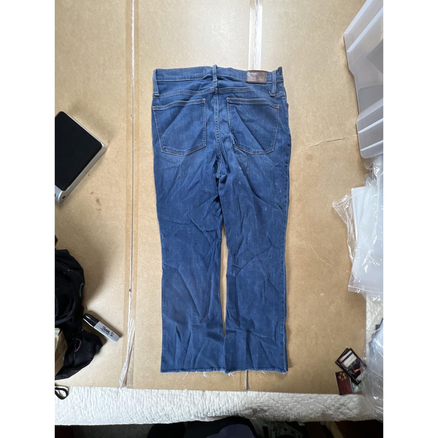 Madewell Jeans Womens 30 Blue Medium Wash Cali Demi-Boot Raw Hem Button Fly
