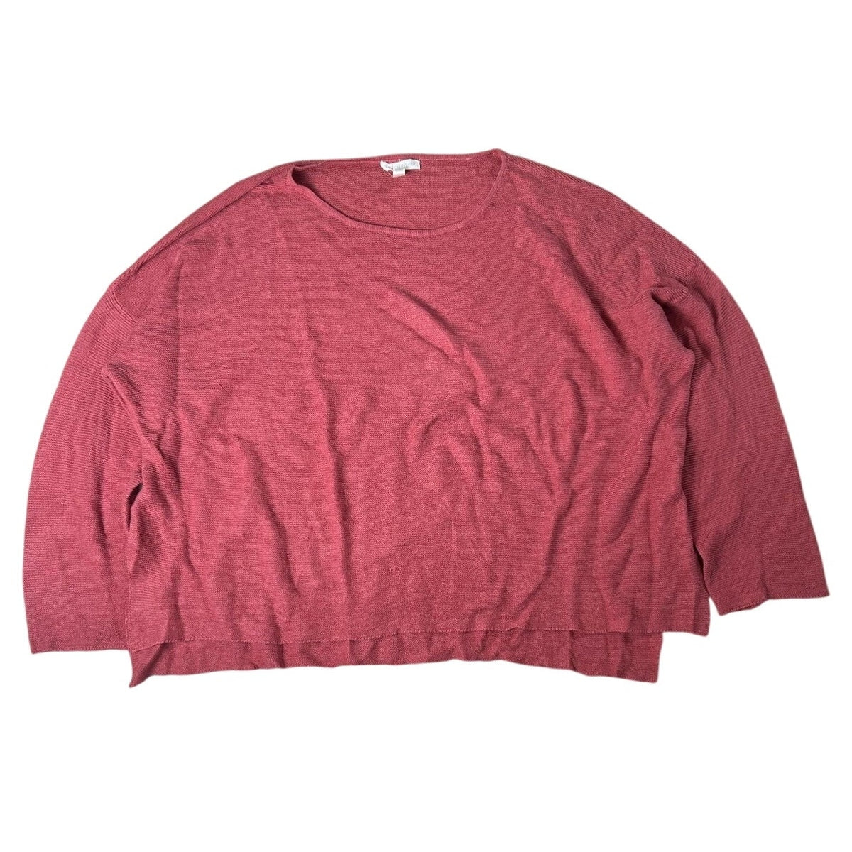 EILEEN FISHER Sweater Womens M Red Pullover Crew Neck Lightweight Linen