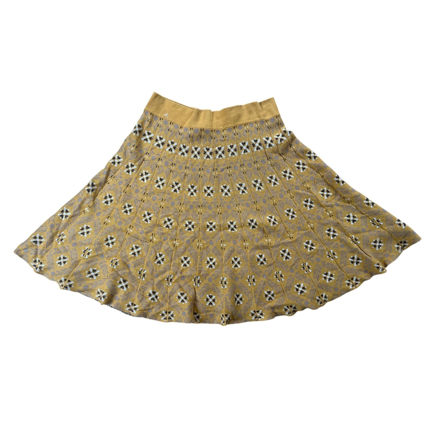 Anthropologie Yellow Pleated Skirt Women Size Large