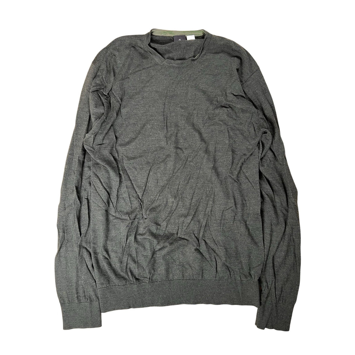 PS Paul Smith Shirt Mens XL Green Wool Crew Neck Long Sleeve Embroidered