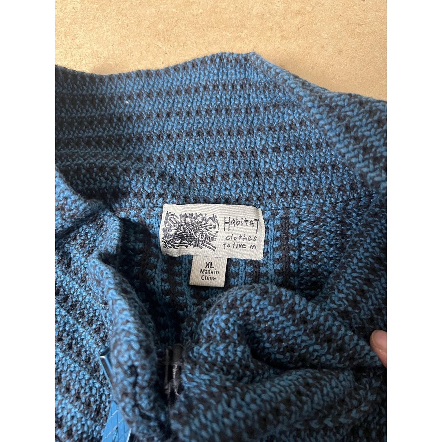 Habitat Vest Womens XL Blue Striped Collared Toggle Pockets Knit Unlined Short