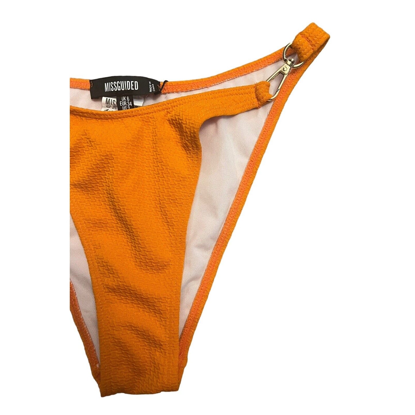 Missguided Women's 2 Orange Soft Touch High Leg Tanga Bikini Bottom NWT