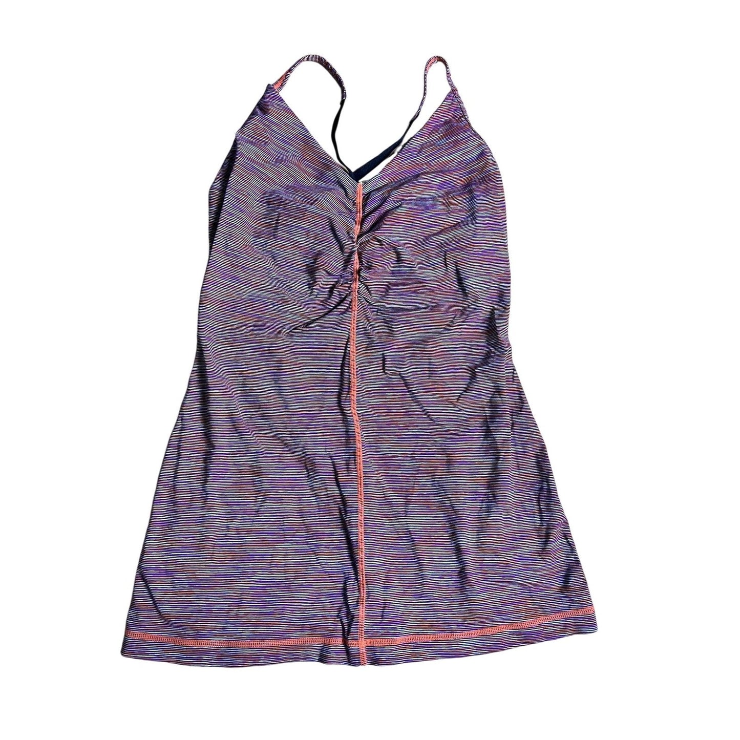 Lululemon Tank Womens 8 Purple Striped Built-In Bra V-Neck Camisole Yoga