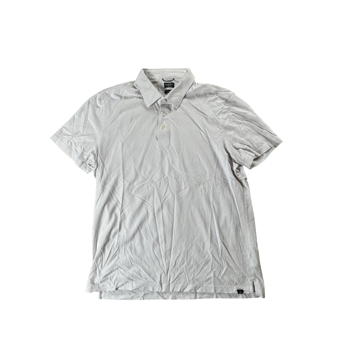 Faherty Shirt Mens XL White Cotton Modal Spandex Collared Polo Stretch