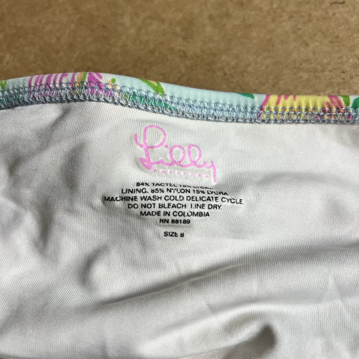Lilly Pulitzer Bikini Womens 8 Green Floral Halter Adjustable Lined 2 Piece