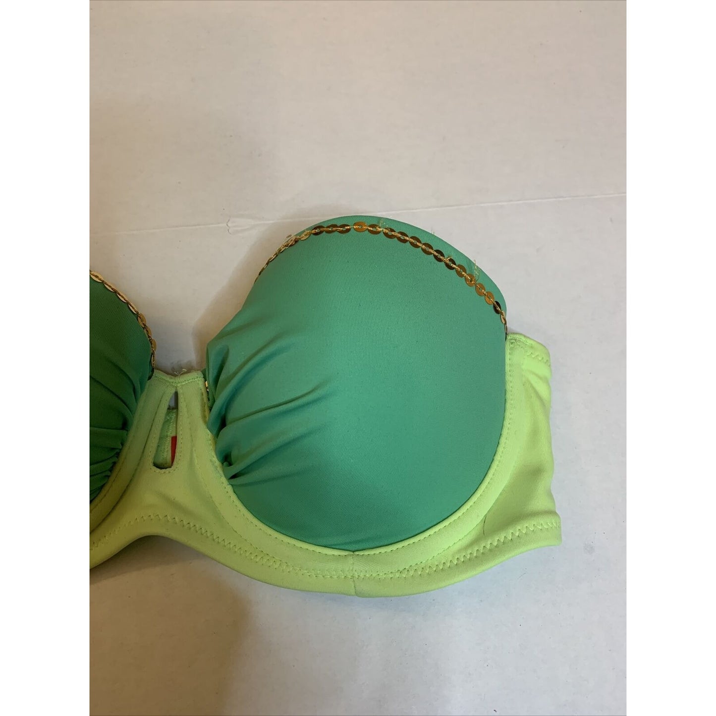 Victoria's Victoria Secret Bikini Strapless Top Green Sequin Size 32B