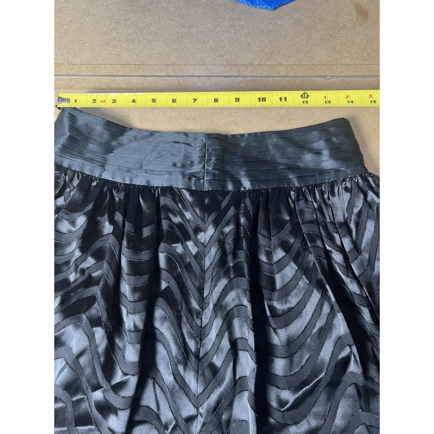 BCBGMAXAZRIA Skirt Womens 4 Black Skater Satin Pleated Lined Zip Party