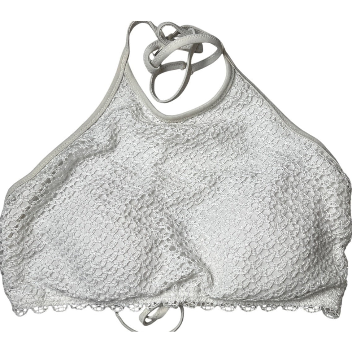 H&M Halterneck White Top Crochet Swim Size 12