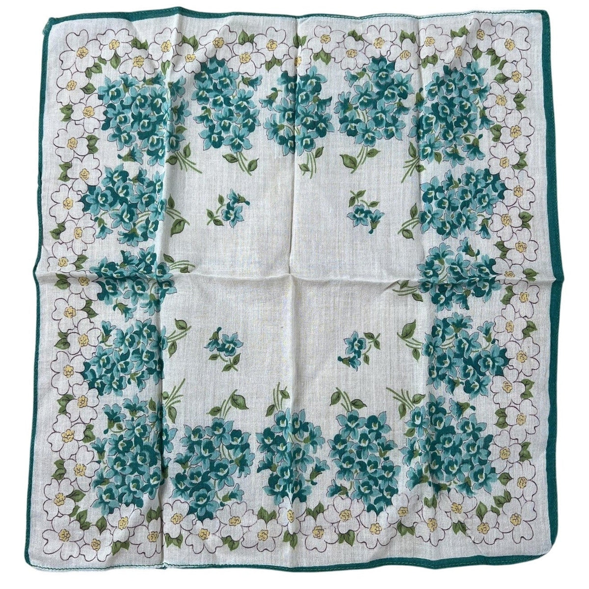 Handkerchief Mens One Size Aqua Floral 100% Cotton Lawn Pocket Square Accessory