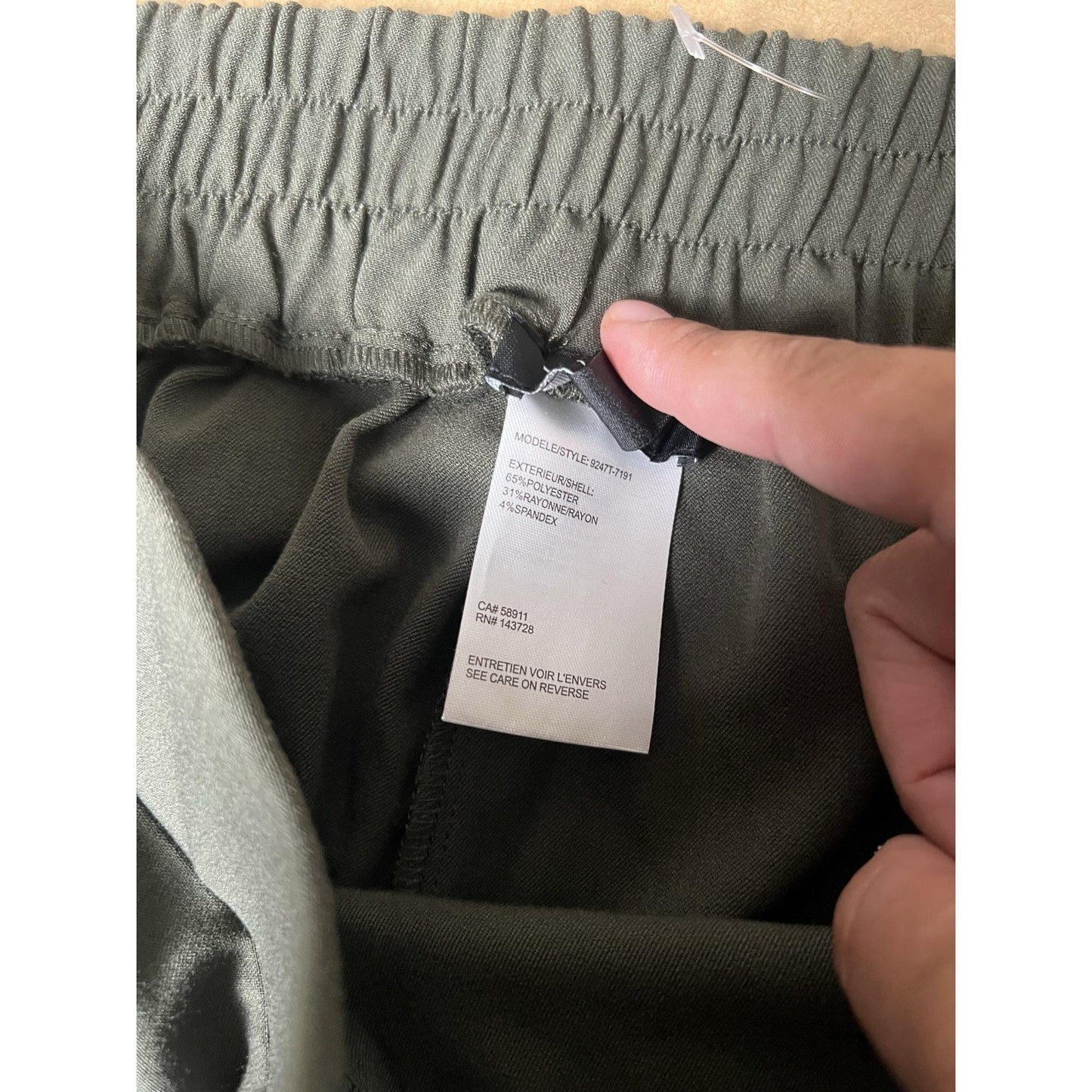 Stitch Fix Pants Womens XL Green Cropped Crepe Pull On Elastic Pockets Wide-Leg