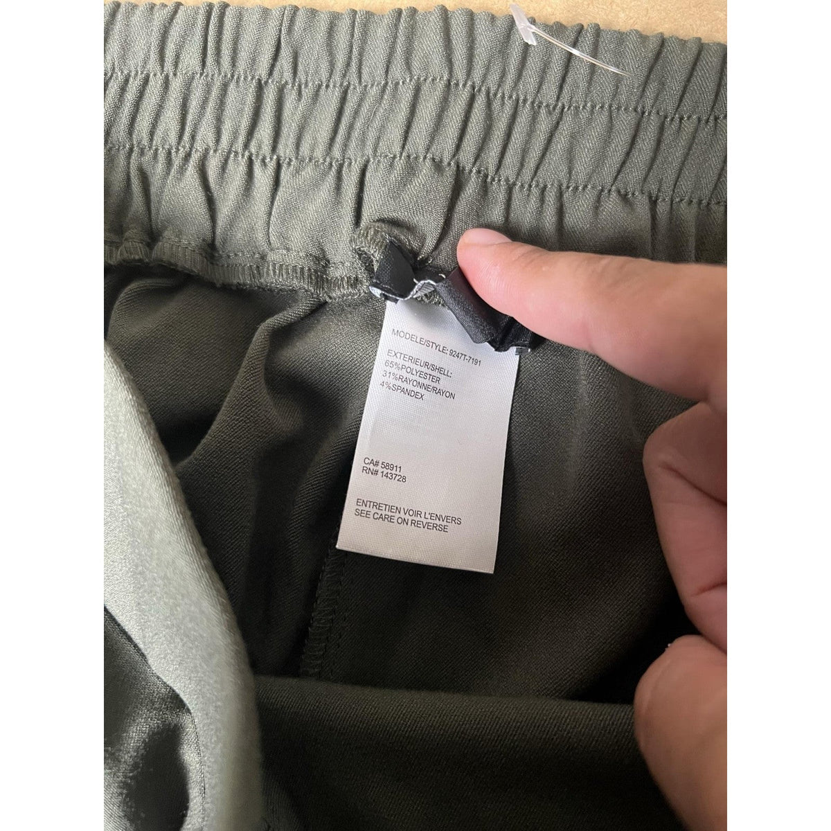 Stitch Fix Pants Womens XL Green Cropped Crepe Pull On Elastic Pockets Wide-Leg