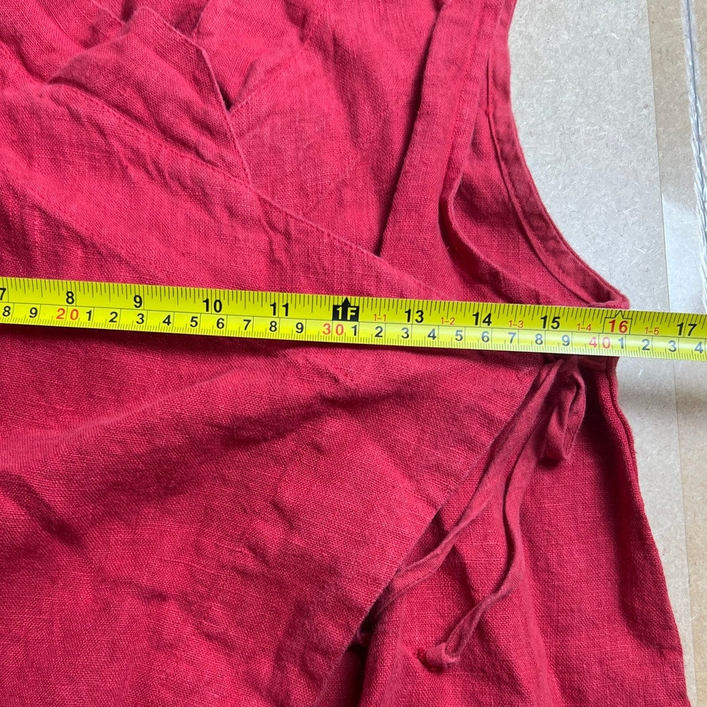 Bryn Walker 100% Linen Red Wrap Top Sleeveless Size S