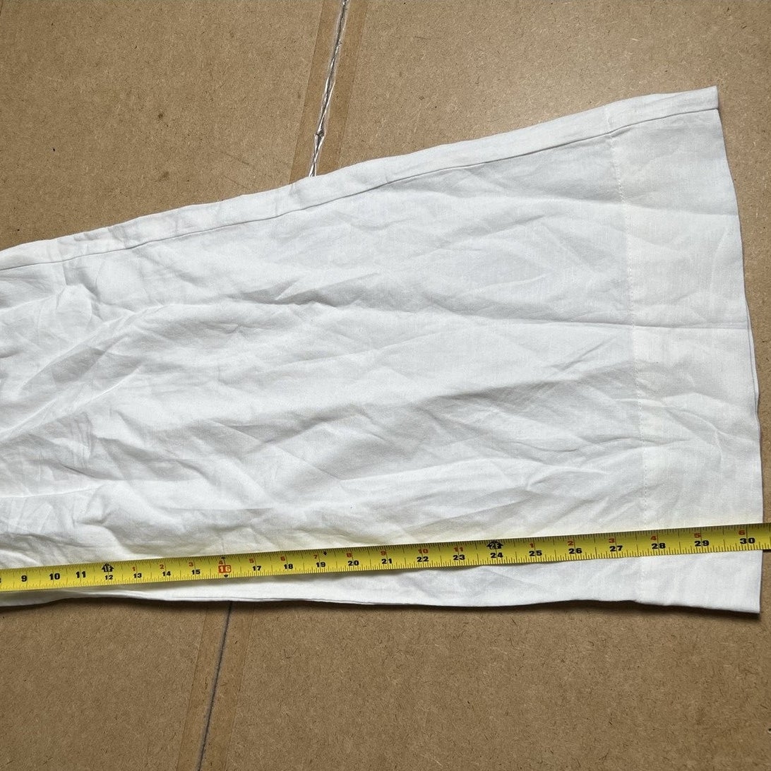Eileen Fisher Pants Womens M White Wide-Leg Linen Rayon Cotton Pull On