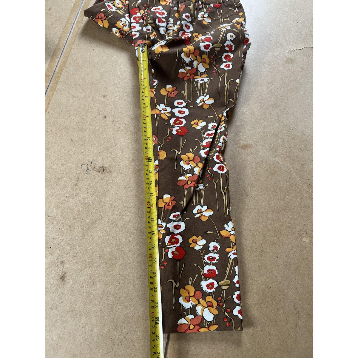 J. McLaughlin Pants Womens 6 Brown Cropped Floral Twill Stretch Pockets Slim