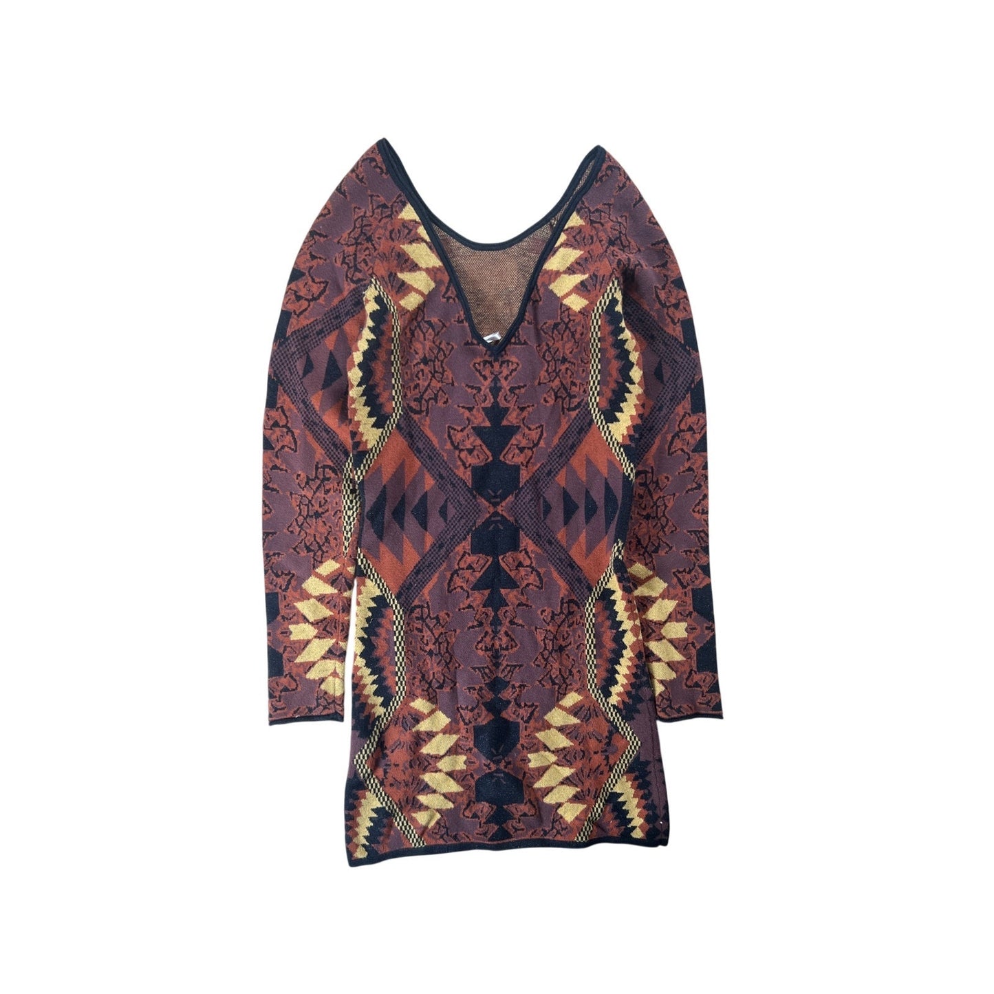 Free People Women's Geometric Metallic Brown BodyCon Dress Size S