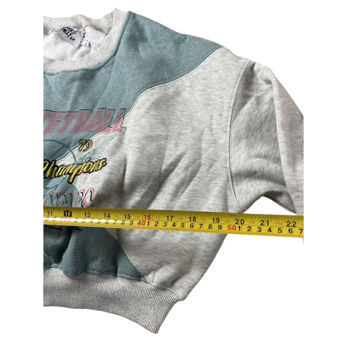 Princess Polly Sweater Womens 4 Gray Pullover Graphic Lined Relaxed Fleece