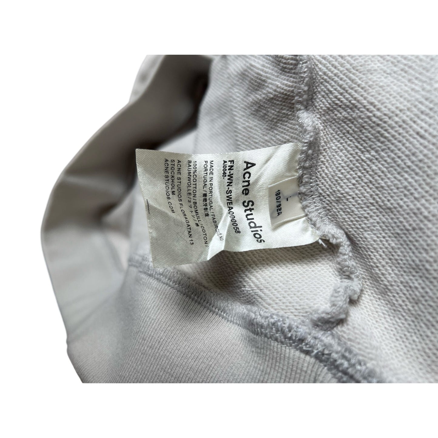 Acne Studios Hoodie Mens L Beige Pullover Cotton Fleece Hooded Pockets Graphic
