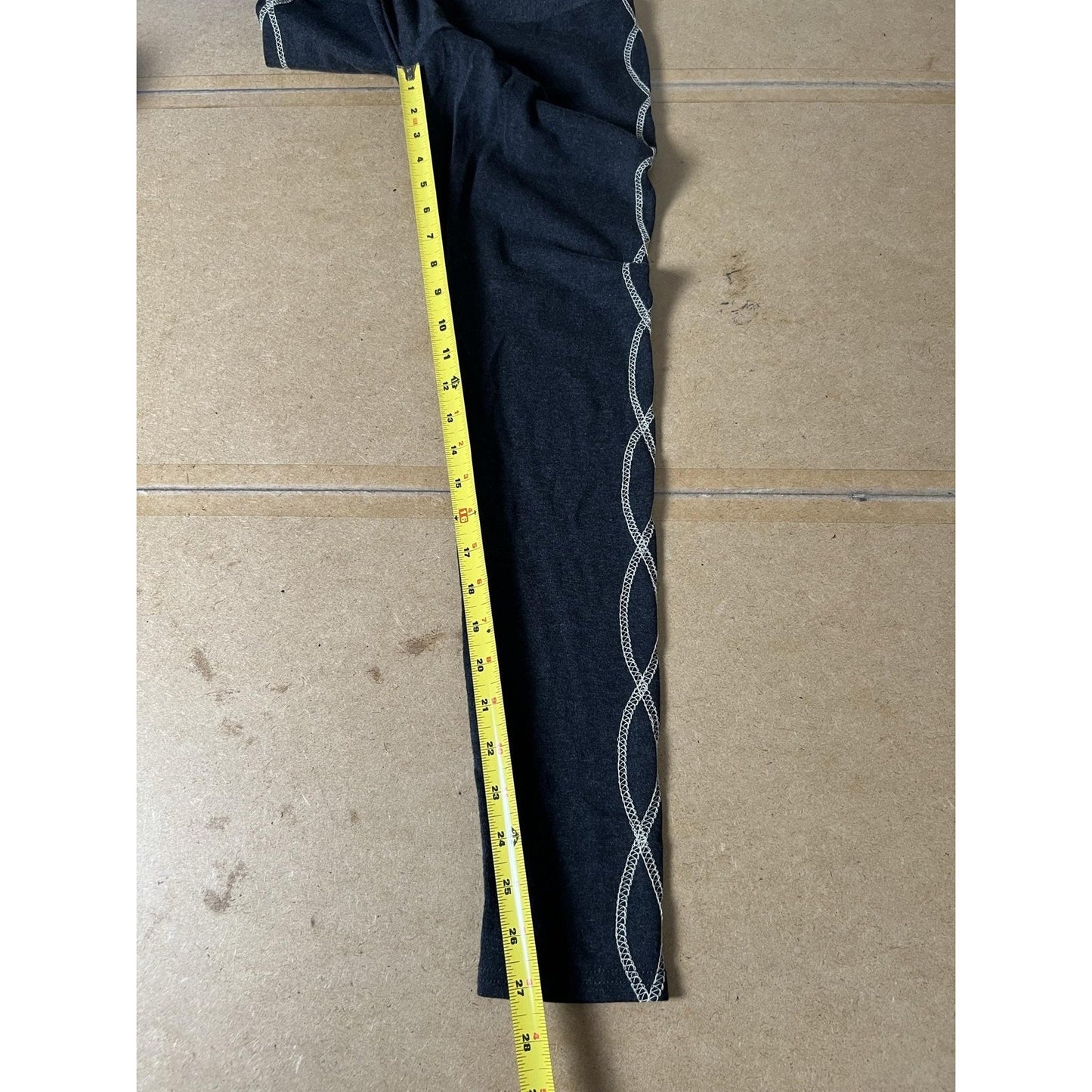 Laura Hlavac Leggings Womens S Gray Ankle Yoga Elastic Waist Embroidered