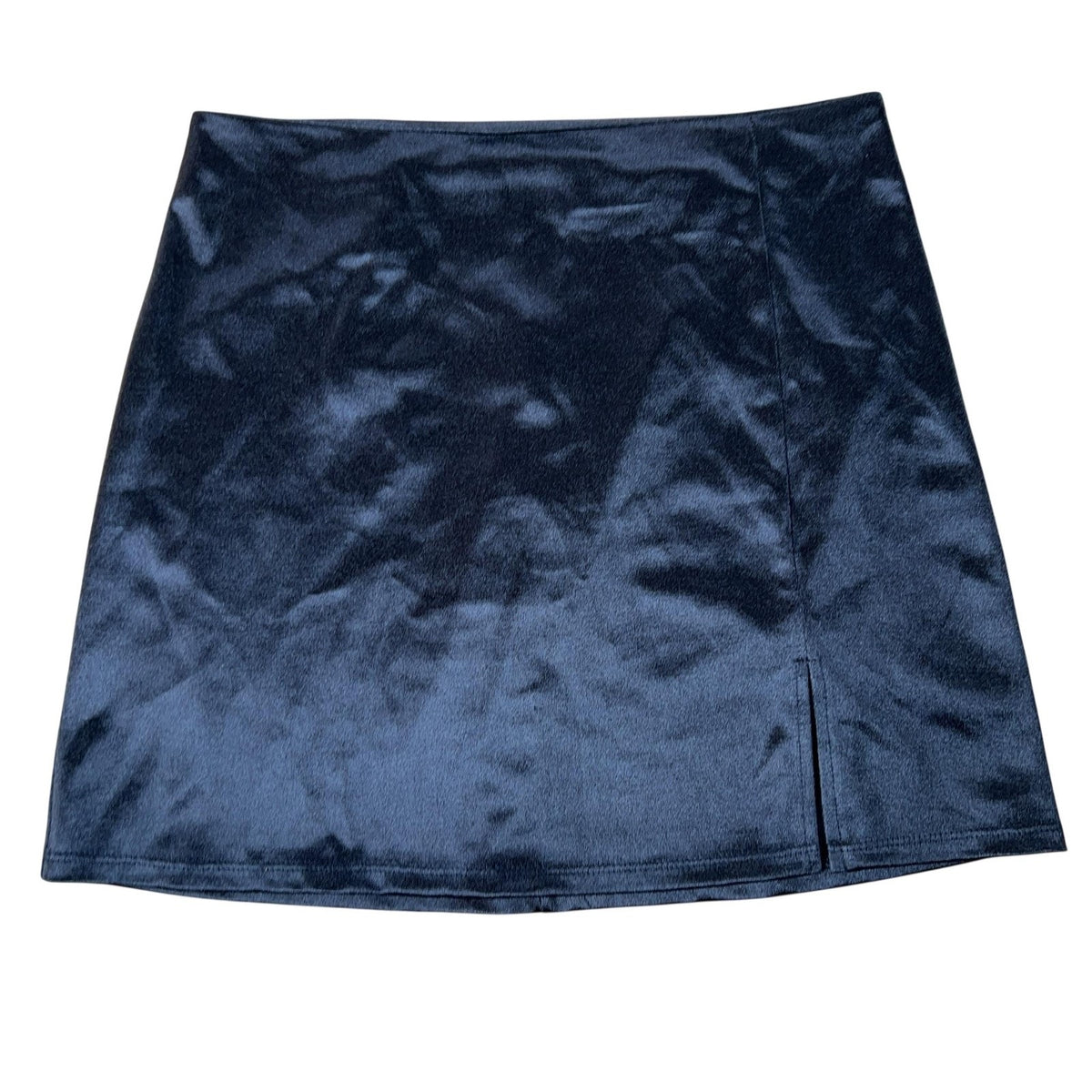 Originality Skirt Womens L Black Velvet Pencil Short Zip Slit Party Casual