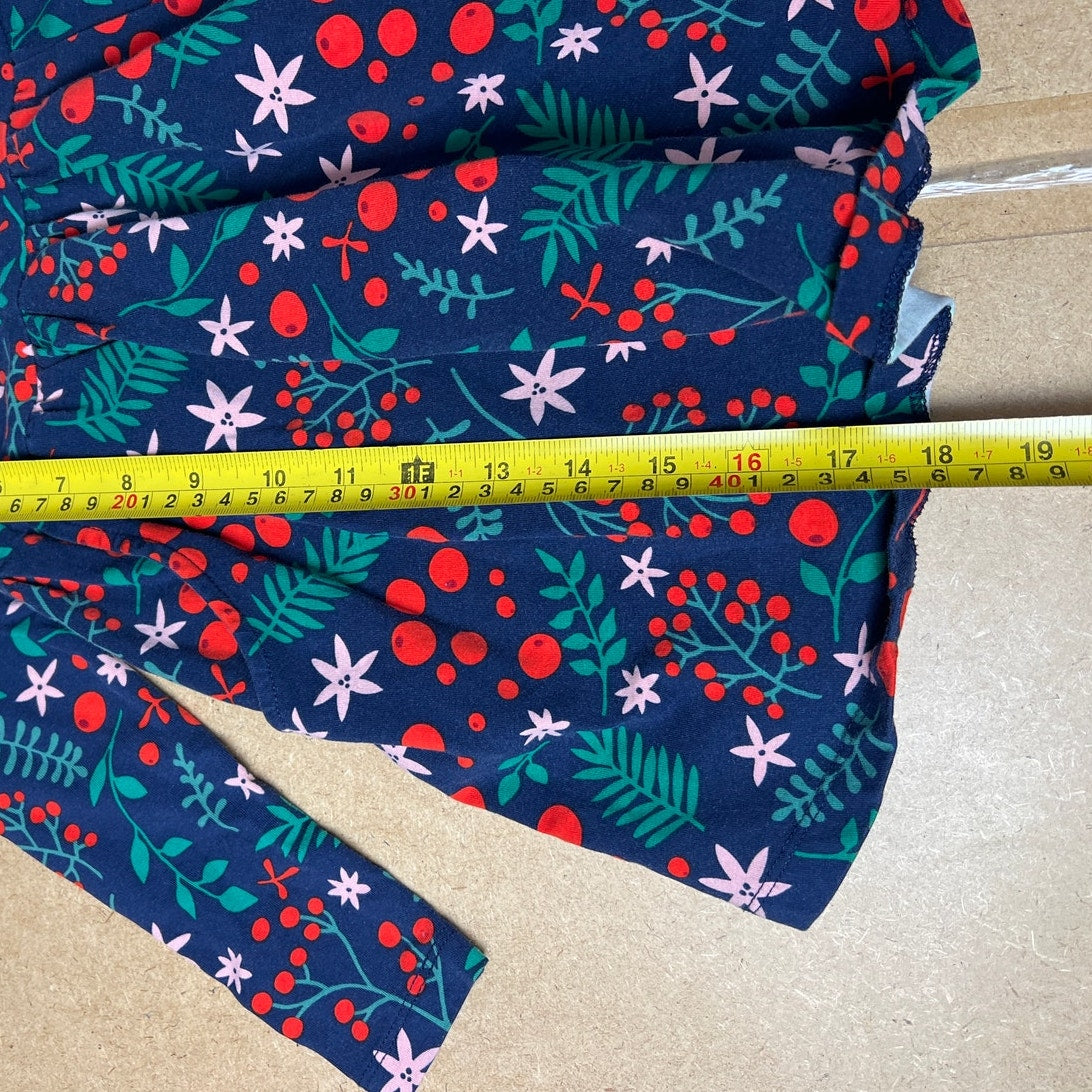 Hanna Andersson Girls  Red Floral Long Sleeve Dress  Size 3T