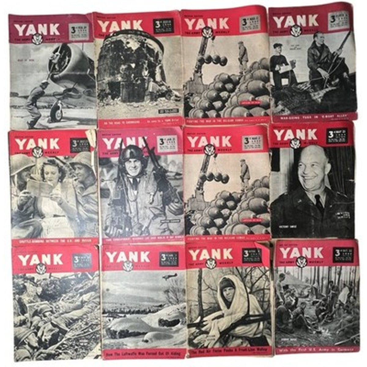 Yank The Army Weekly Red Black White Magazine Lot WWII British Original UK