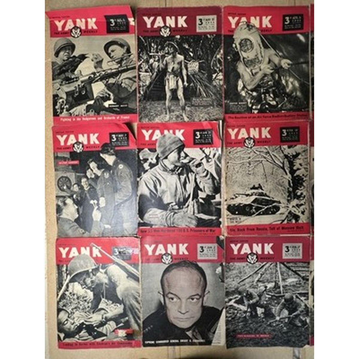 YANK The Army Weekly 1945 British Edition WWII Magazines Red Black Covers