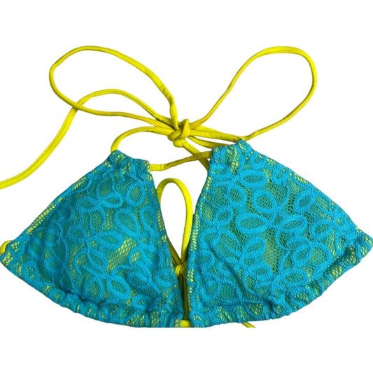 Victoria Secret Blue & Yellow Adjustable Swim Top Medium