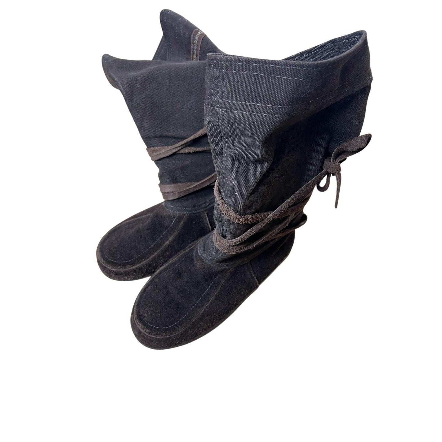 Steger Mukluks Snowshoe Boots Womens 8 Brown Moosehide Lace-Up USA Rubber Sole