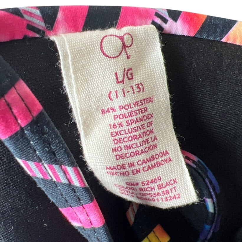 Ocean Pacific Striped Rainbow Multicolor Halter Bikini Top Size Large L - EUC