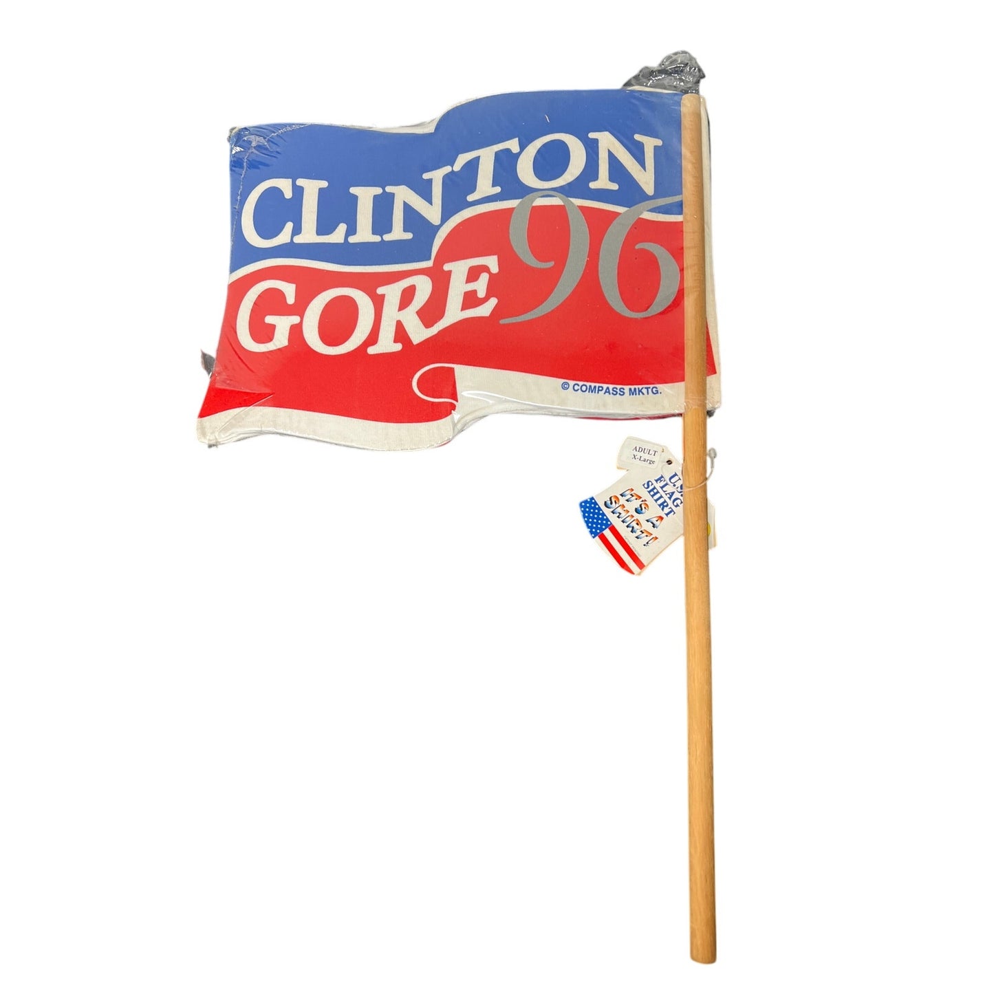 NWT US Flag Clinton Gore Democratic 96 T-shirt 100% Cotton XL