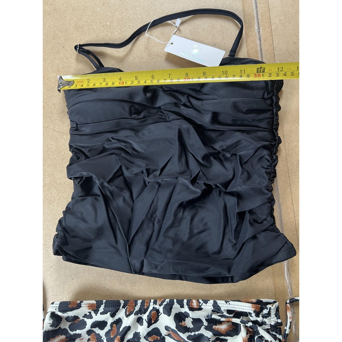 Tankini Womens S Multicolor Black Tank Bikini Lined Adjustable 2 Piece